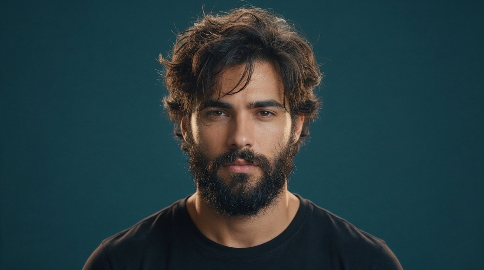 Cliente antes do corte: cabelo e barba desalinhados